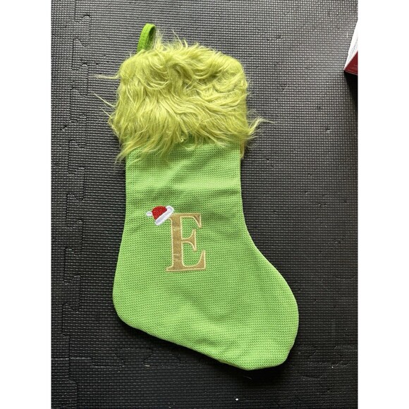 Green Christmas Stockings with Initials, 18” Knit Monogram Christmas E - Picture 6 of 6